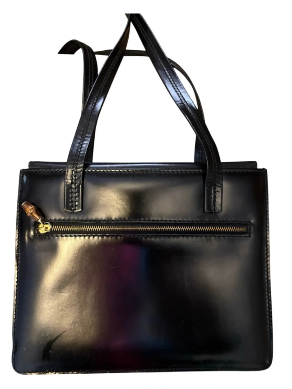 Vintage Gucci Black Leather Mini Tote Bag Italy Minimalist Y2K - Picture 3 of 10